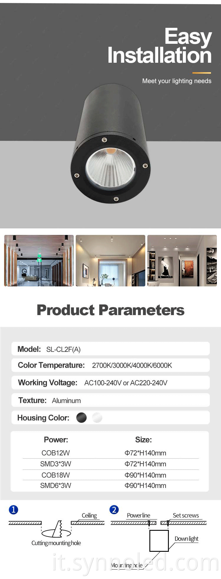 Surface Mounted Ip65 Downlight